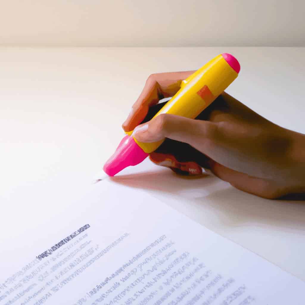 Highlighting text with a pink marker