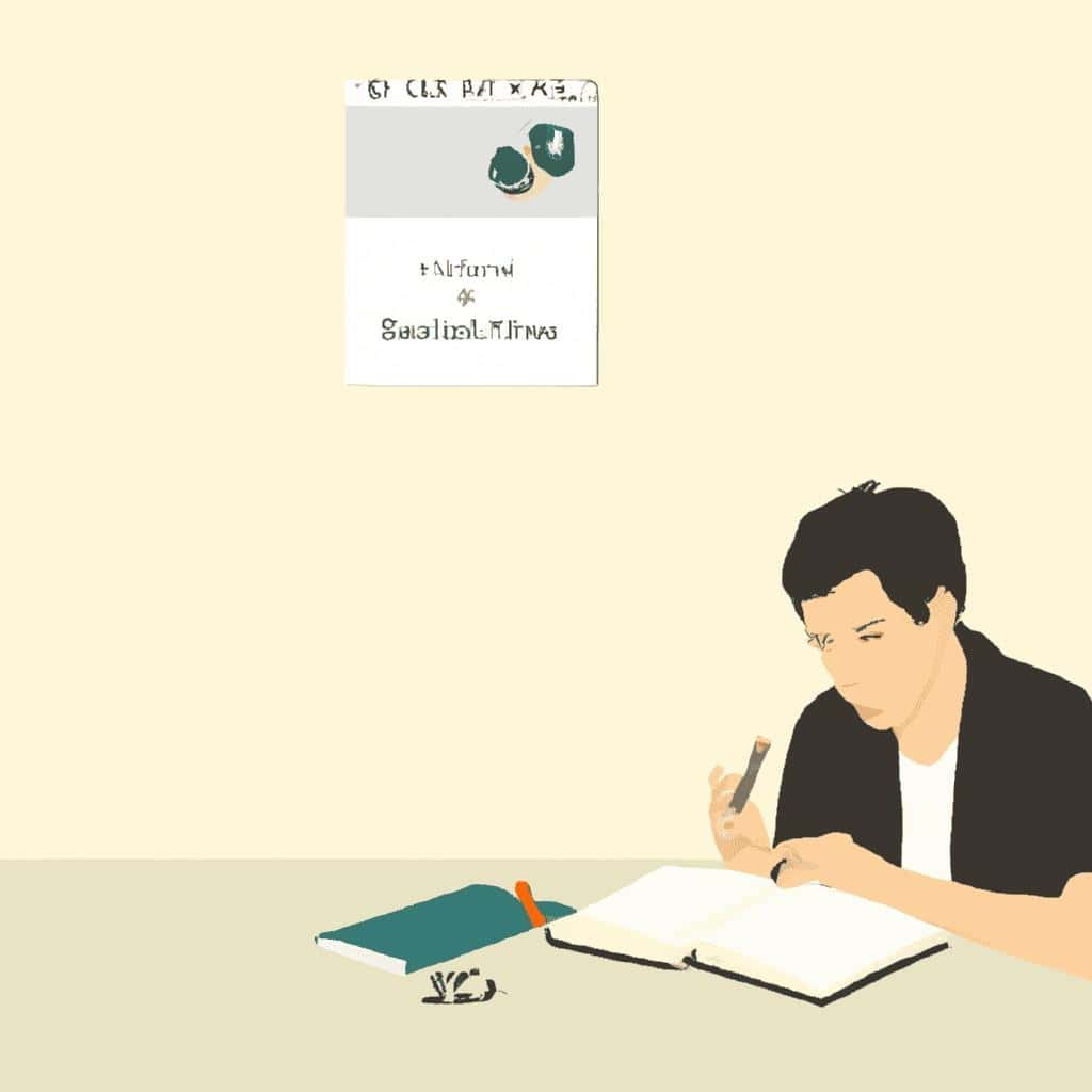 Person studying with notebook at desk