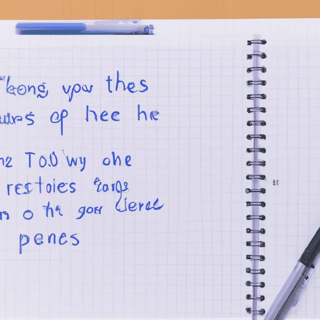 Blue ink handwriting on spiral notebook page.