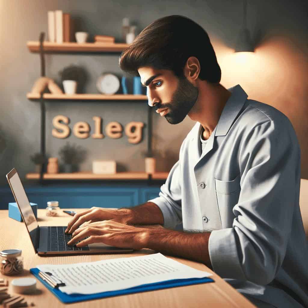 Man working on a laptop at a desk